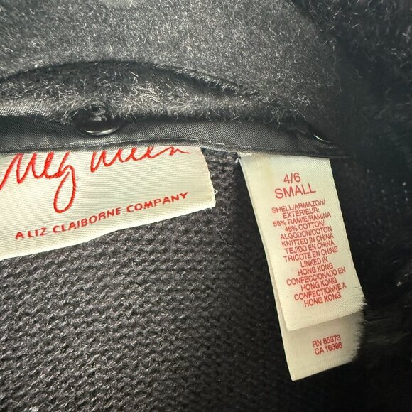 Liz Claiborne Sweater Meg Allen Ramie Cotton Zip Up Removable Faux Fur Collar Sm - Picture 6 of 9